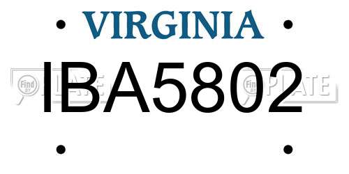 IBA5802 Virginia License Plate
