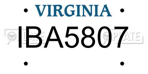 IBA5807 Virginia License Plate