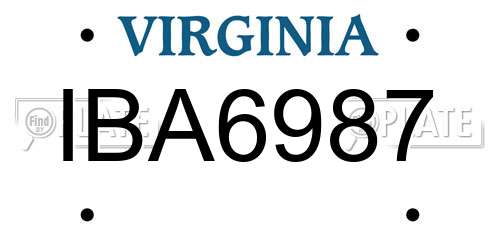 IBA6987 Virginia License Plate