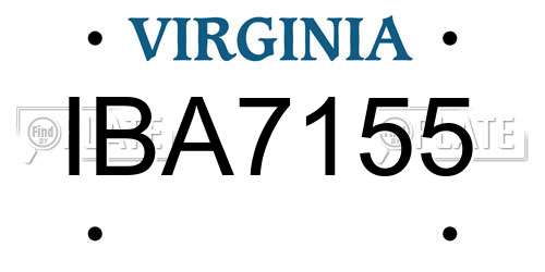 IBA7155 Virginia License Plate