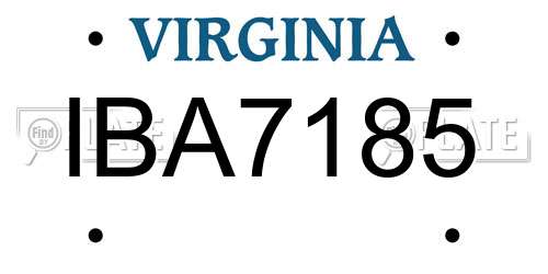 IBA7185 Virginia License Plate