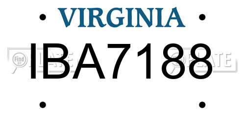 IBA7188 Virginia License Plate