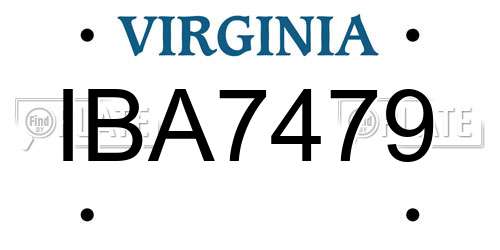 IBA7479 Virginia License Plate
