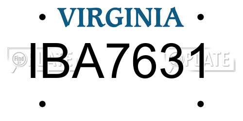 IBA7631 Virginia License Plate