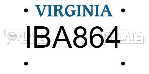 IBA864 Virginia License Plate