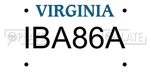 IBA86A Virginia License Plate