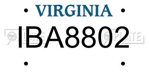 IBA8802 Virginia License Plate