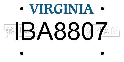 IBA8807 Virginia License Plate