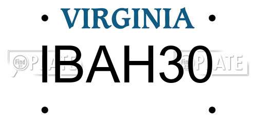 IBAH30 Virginia License Plate