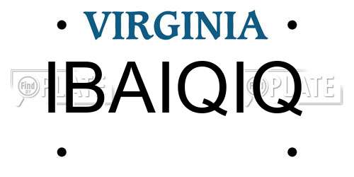 IBAIQIQ Virginia License Plate