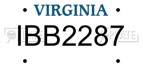 IBB2287 Virginia License Plate
