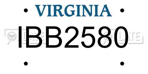 IBB2580 Virginia License Plate