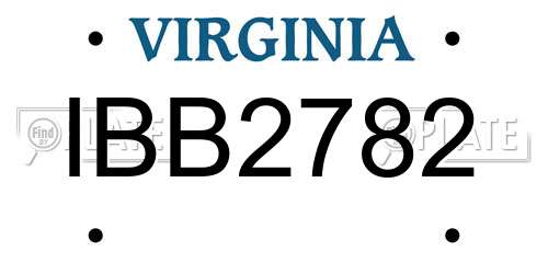 IBB2782 Virginia License Plate