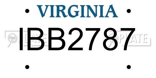 IBB2787 Virginia License Plate