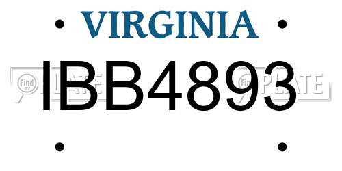 IBB4893 Virginia License Plate
