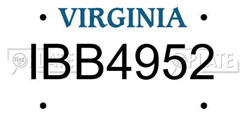 IBB4952 Virginia License Plate