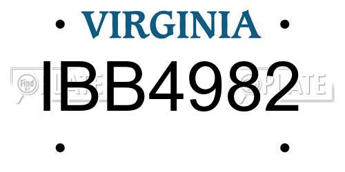 IBB4982 Virginia License Plate