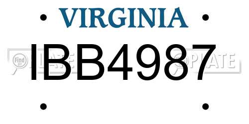 IBB4987 Virginia License Plate