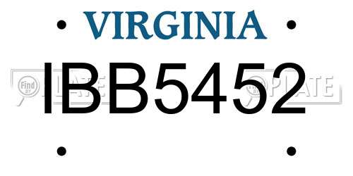 IBB5452 Virginia License Plate