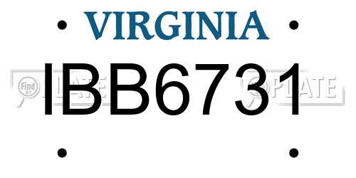 IBB6731 Virginia License Plate