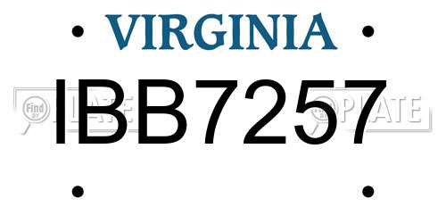 IBB7257 Virginia License Plate
