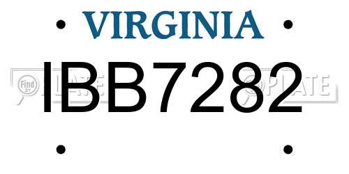 IBB7282 Virginia License Plate