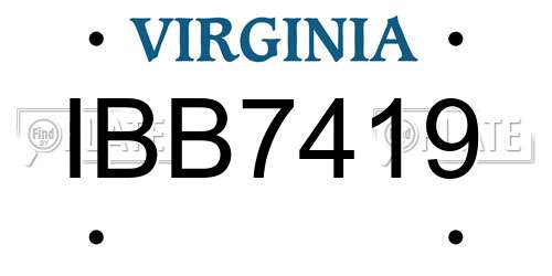 IBB7419 Virginia License Plate