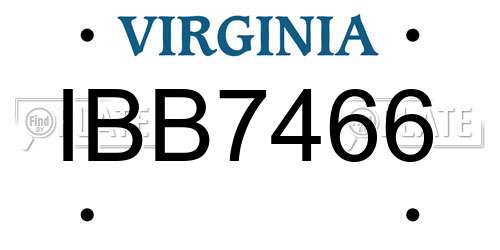 IBB7466 Virginia License Plate