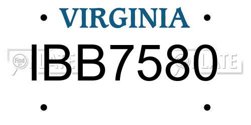 IBB7580 Virginia License Plate