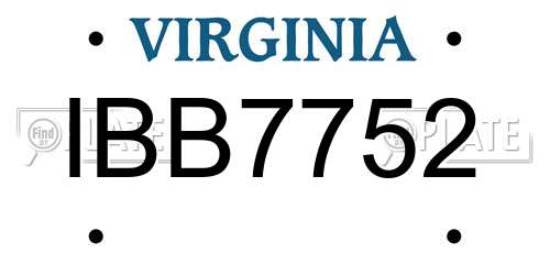 IBB7752 Virginia License Plate