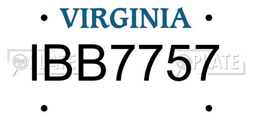 IBB7757 Virginia License Plate