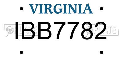 IBB7782 Virginia License Plate