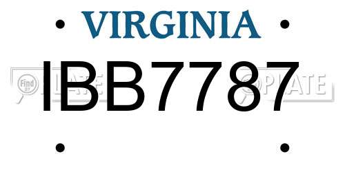 IBB7787 Virginia License Plate