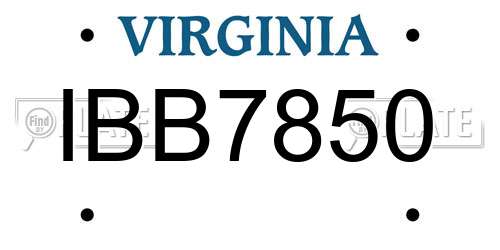 IBB7850 Virginia License Plate