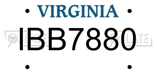 IBB7880 Virginia License Plate