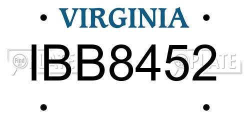 IBB8452 Virginia License Plate