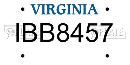 IBB8457 Virginia License Plate