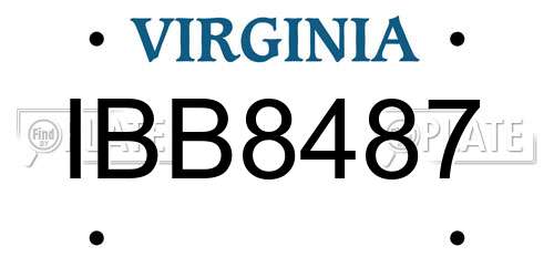 IBB8487 Virginia License Plate