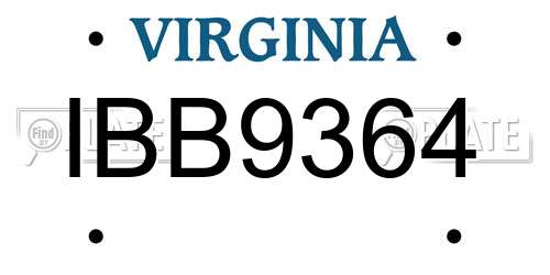 IBB9364 Virginia License Plate