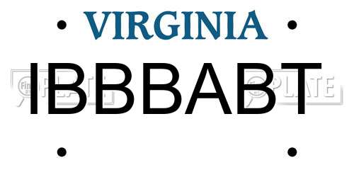 IBBBABT Virginia License Plate