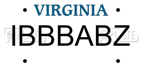 IBBBABZ Virginia License Plate