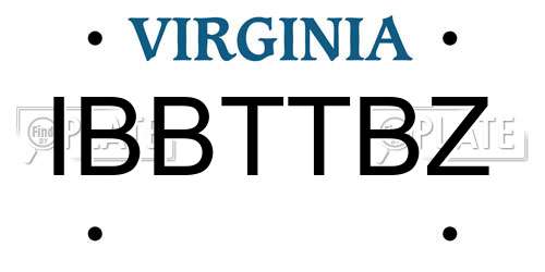 IBBTTBZ Virginia License Plate