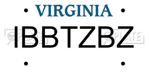 IBBTZBZ Virginia License Plate