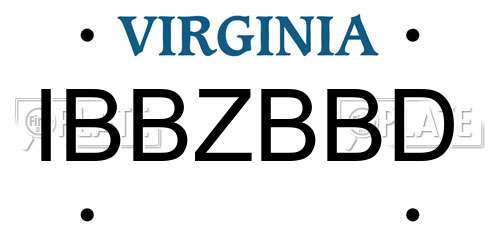 IBBZBBD Virginia License Plate