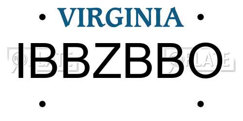 IBBZBBO Virginia License Plate