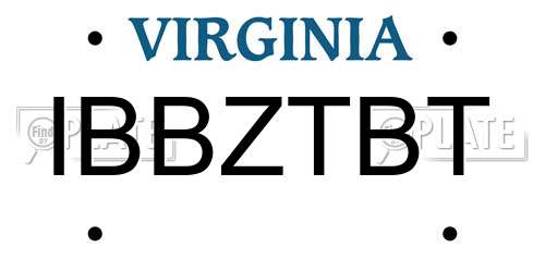 IBBZTBT Virginia License Plate