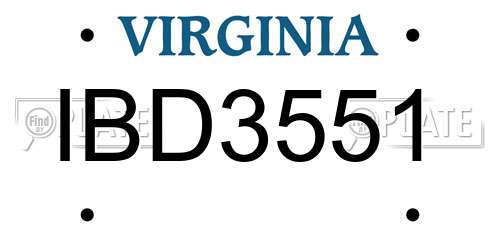 IBD3551 Virginia License Plate