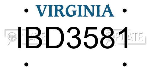 IBD3581 Virginia License Plate