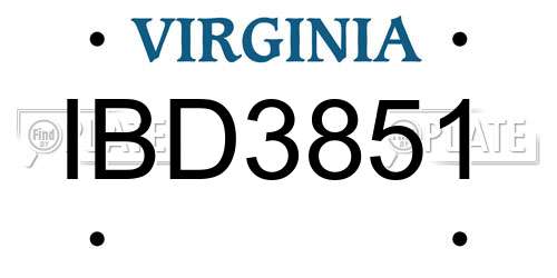IBD3851 Virginia License Plate