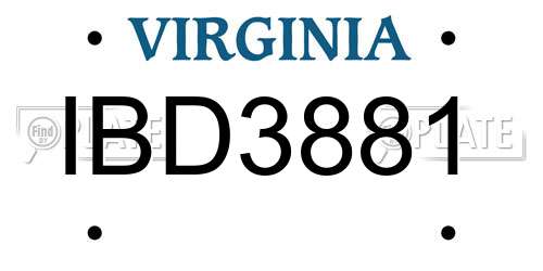 IBD3881 Virginia License Plate